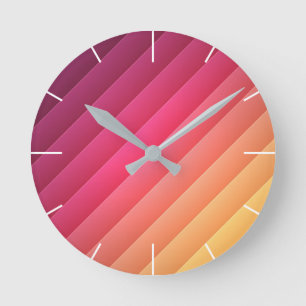 Horloge Ronde Pink and Yellow Striped