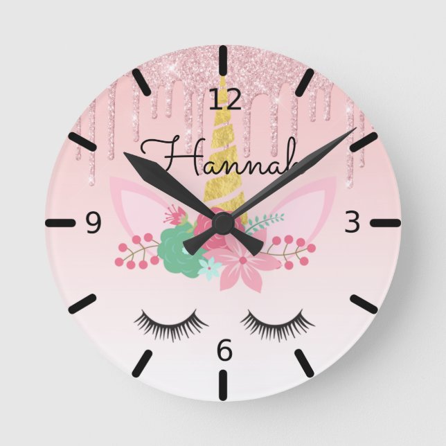 Horloge Ronde Pink Dripping Glitter (Recto)