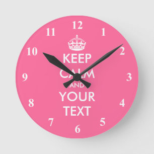 Horloge Ronde Pink Keep Calm wall clock Custom vintage design