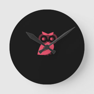 Horloge Ronde Pink Owl Wall Clock