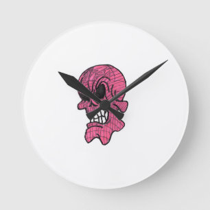 Horloge Ronde Pink Skull Wall Clock