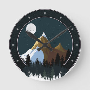 Horloge Ronde Pins de lune de neige des Rocheuses