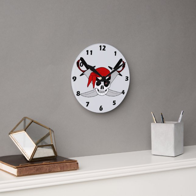 Horloge Ronde Pirate Skull And Swords Design (Bureau)