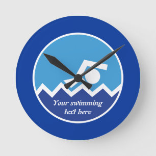 Horloge Ronde Pismming venin, swimmer on blue circle custom