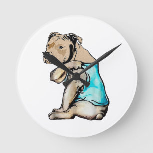 Horloge Ronde Pitbull Chien I Love Papa Tattoo drôle Famille