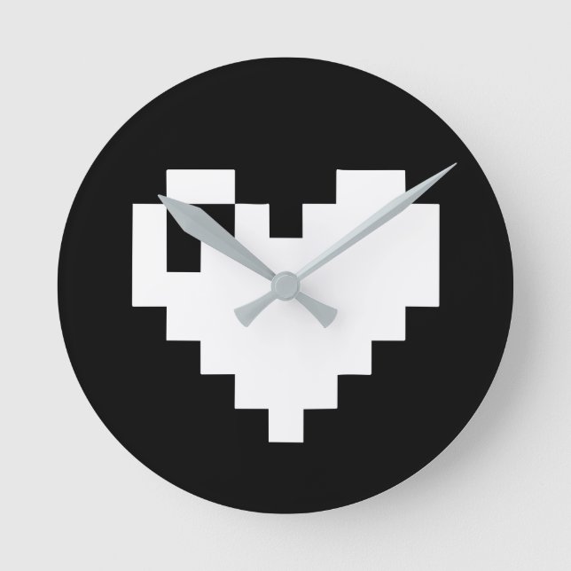 Horloge Ronde Pixel Heart 8 bits (Recto)