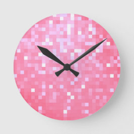 Horloge Ronde Pixel rose étincelle