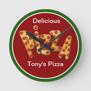 Horloge Ronde Pizza moderne Couleur de mur personnalisé