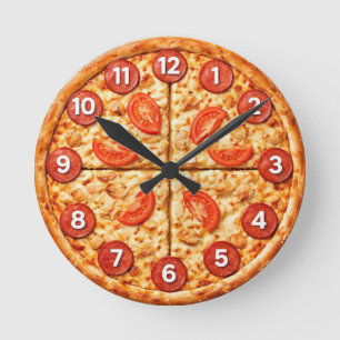 Horloge Ronde Pizza ronde de pizzeria italienne cuisine ou resta