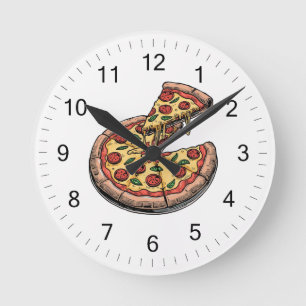Horloge Ronde Pizza ronde de pizzeria italienne cuisine ou resta