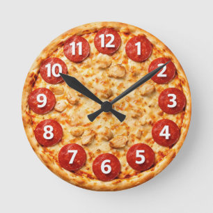Horloge Ronde Pizza ronde de pizzeria italienne cuisine ou resta