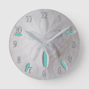 Horloge Ronde Plage de sable fin bleu turquoise