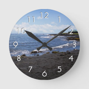 Horloge Ronde Plage de sable noir de Punalu'u Hawaii