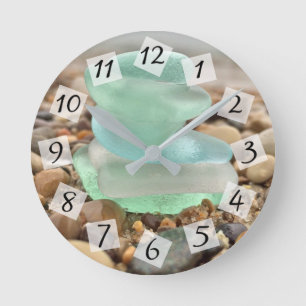 Horloge Ronde Plage de verre tempête