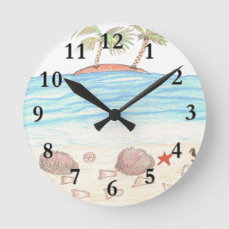 Horloge Ronde Plage farfelue