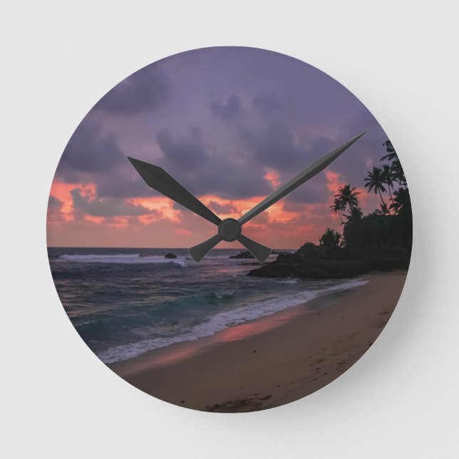 Horloge Ronde Plage romantique à Dusk (Recto)