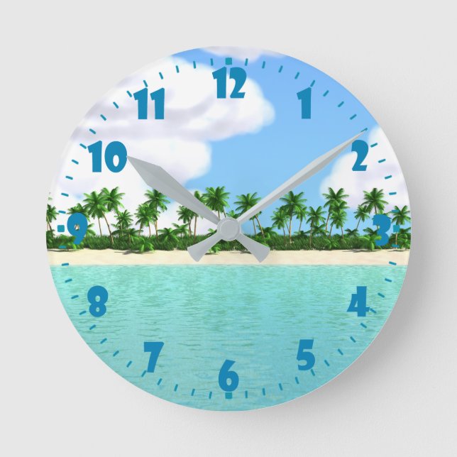 Horloge Ronde Plage tropicale (Recto)