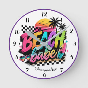 Horloge Ronde Plage Tropicale au Coucher du Soleil Babe Œuvre d'