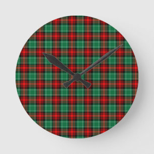 Horloge Ronde Plaid vert rouge de vacances