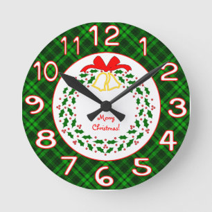 Horloge Ronde Plaid Wreath Pick Your Color