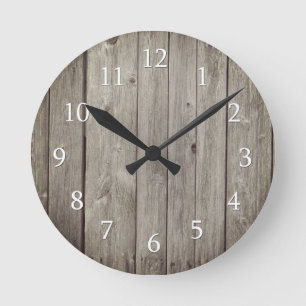 Horloge Ronde Planches de bois rustiques