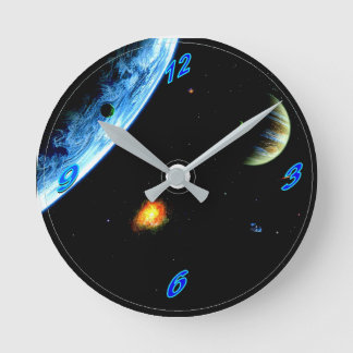 HORLOGE RONDE PLANÈTES SPATIALES