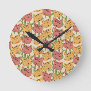 Horloge Ronde Plantes de la jungle du guépard  Végétation Vert c