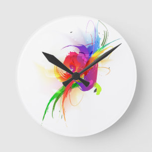 Horloge Ronde Plaques de peinture Abstraites Rainbow Lorikeet