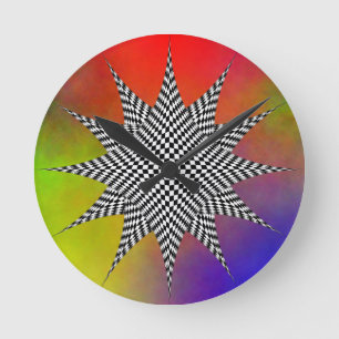 Horloge Ronde Plasma À damiers moderne par Kenneth Yoncich