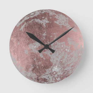 Horloge Ronde Pleine lune moderne d'or rose