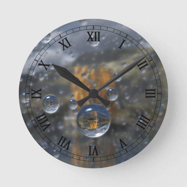 Horloge Ronde Pluie dans l'horloge en verre (Recto)