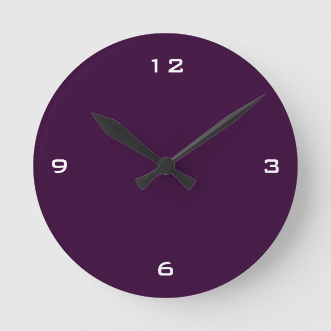 Horloge Ronde Plum foncé clair et chiffres blancs (Recto)