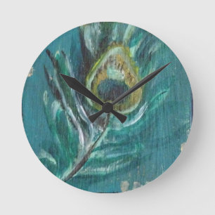 Horloge Ronde Plume de paon