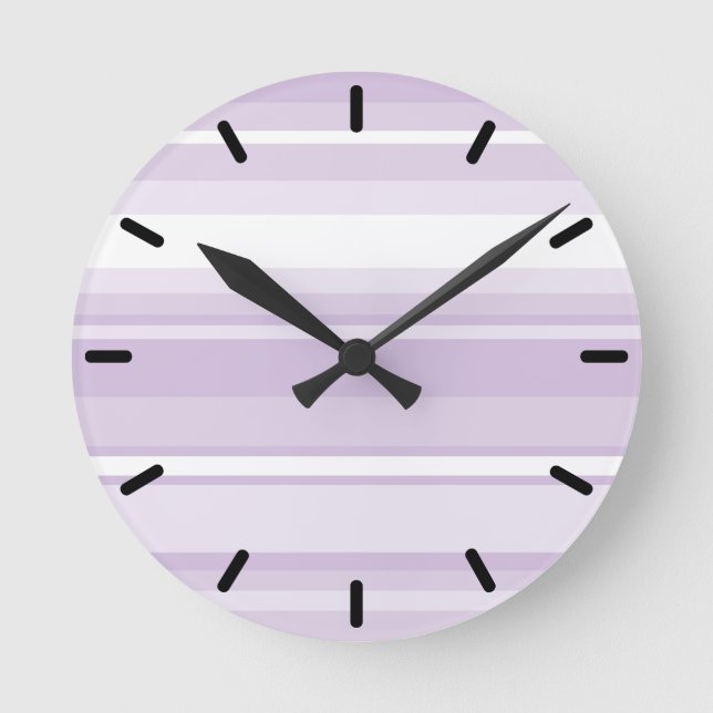 Horloge Ronde Poignée rayures violettes (Recto)