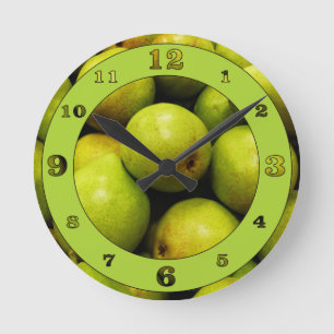 Horloge Ronde Poires Vertes Numérotées