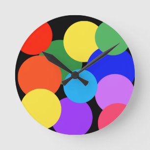 Horloge Ronde Pois arc-en-ciel