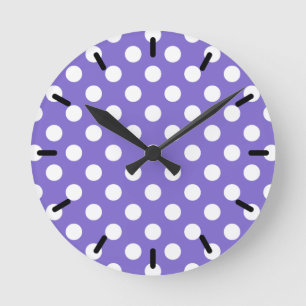 Horloge Ronde Pois blancs sur perwinkle