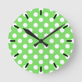 Horloge Ronde Pois blancs sur vert pomme