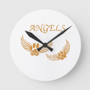 Horloge Ronde Pois de animal de compagnie angélique en détresse