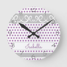 Horloge Ronde Pois de lavande avec perruques