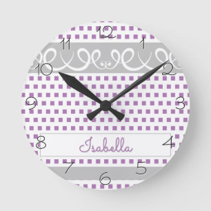 Horloge Ronde Pois de lavande avec perruques