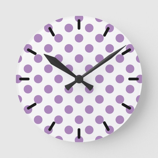 Horloge Ronde Pois de lavande sur blanc (Recto)