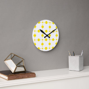 Horloge Ronde Pois Jaunes, Motif Polka Dot, Points, Pots