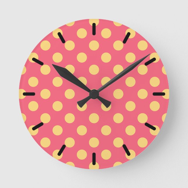 Horloge Ronde Pois jaunes sur corail (Recto)