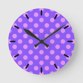 Horloge Ronde Pois Lilac sur periwinkle