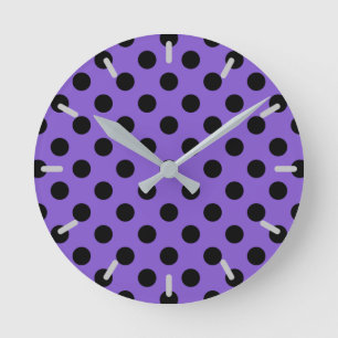 Horloge Ronde Pois noirs sur lavande