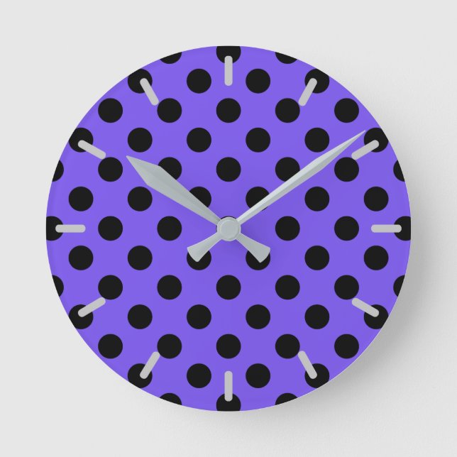 Horloge Ronde Pois noirs sur perwinkle (Recto)