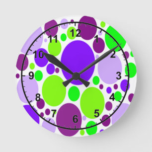 Horloge Ronde Pois pourpres Et verts