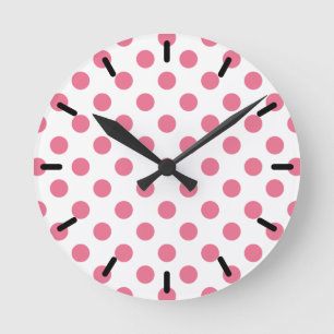 Horloge Ronde Pois rose et blanc