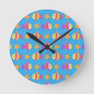 Horloge Ronde Poisson Et Motif D'Épée